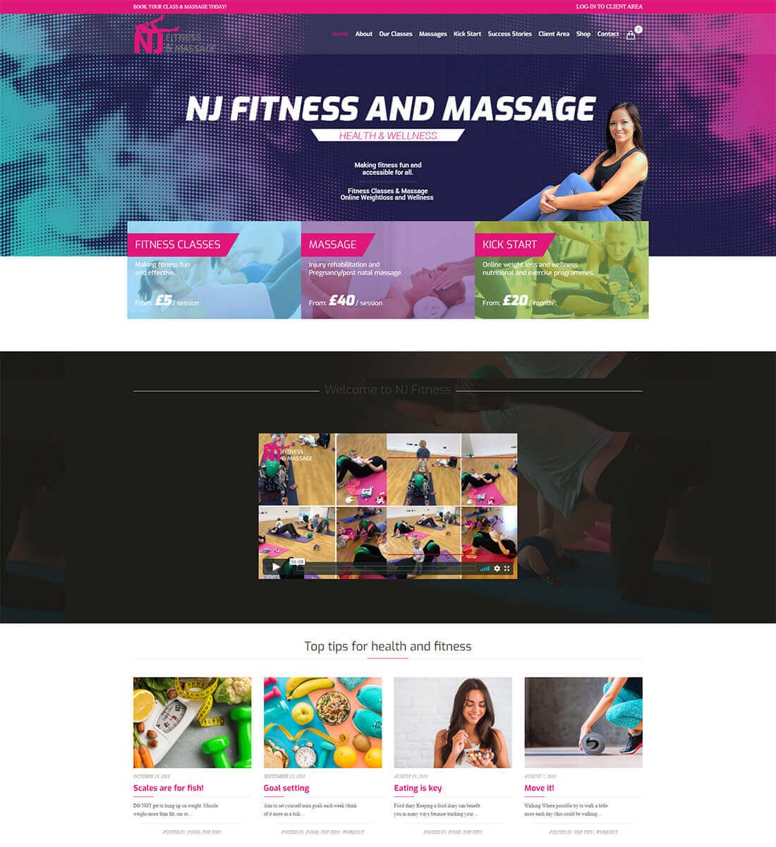 Nj Fitness and Massage - Web Design